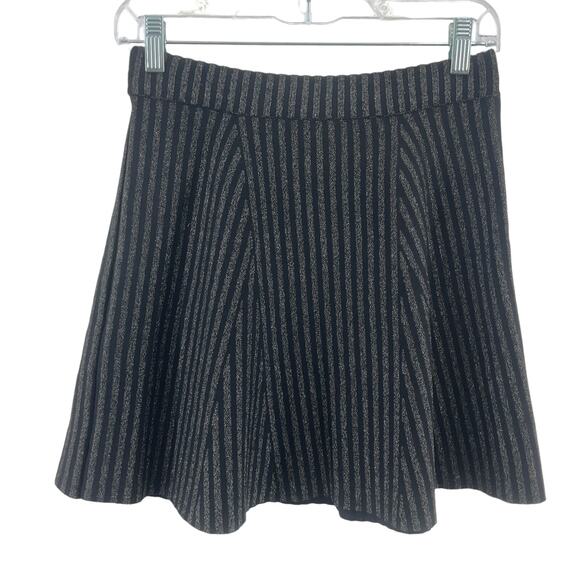 BCBGMaxAzria Dresses & Skirts - BCBGMAXAZRIA Black Silver Striped Skater Skirt S Nylon/Polyester Preowned